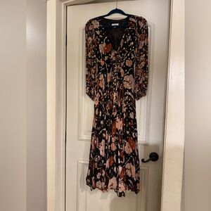 J Crew Collection XXS Tie Front Lurex Maxi Dress Mixed Print floral metallic